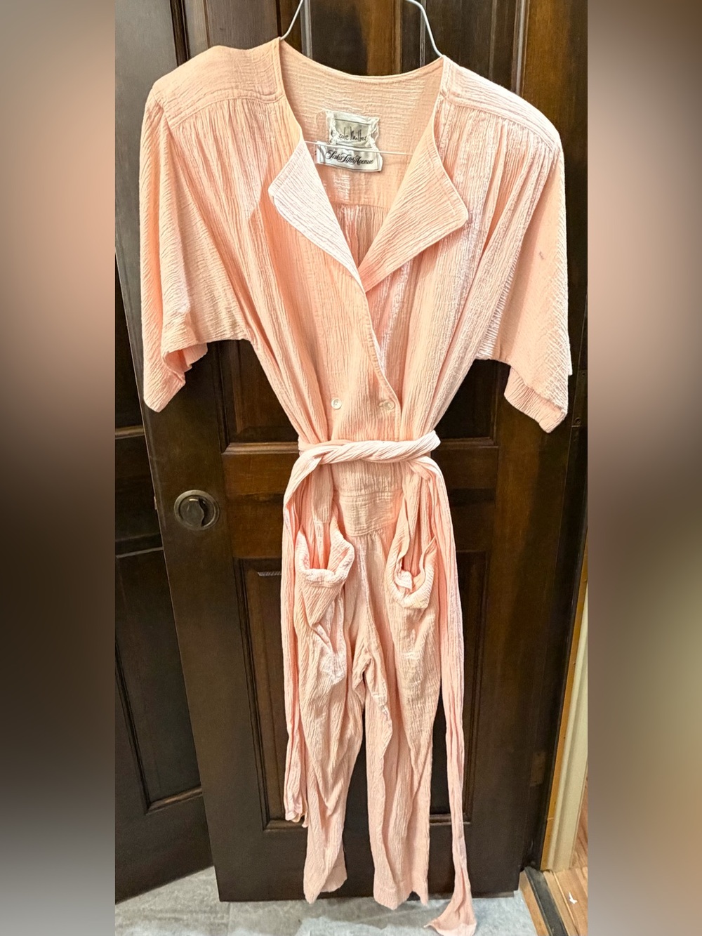 Vintage Nicole Miller Saks Fifth Avenue Jumpsuit Romper Pink Crinkle